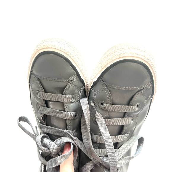 Converse Grey Leather Junior HIghtops sz 6 - Picture 5 of 8